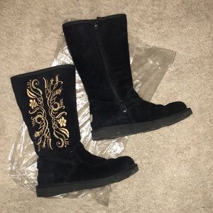 Black Gold embroidered UGG Boots
